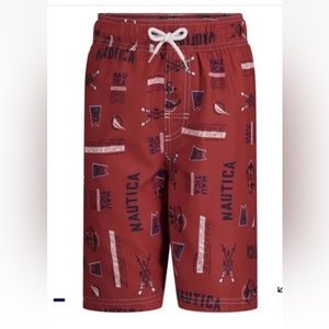 Nautica Toddler Boys Allover Print Swim Short Size 2T Red Nautical Back Pocket